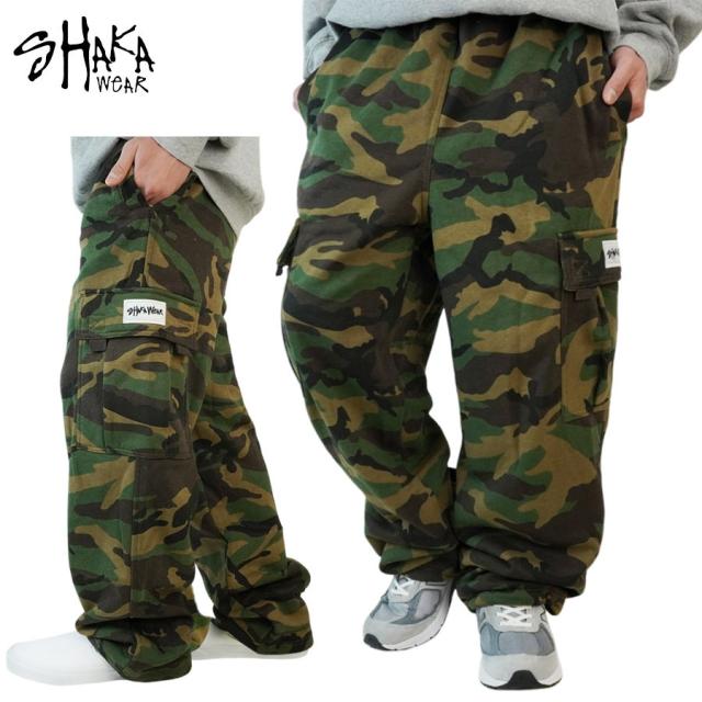 SHAKA WEAR シャカウェアメンズ スウェットパンツCCP46 HEAVY FLEECE CARGO PANTS 12.5OZヘビーフリースカーゴパンツ 12.5オンス 厚地OLIVE CAMO オリーブ カモフラージュ 迷彩 ヘビーウェイトLA ギャングスタ ロサンゼルス