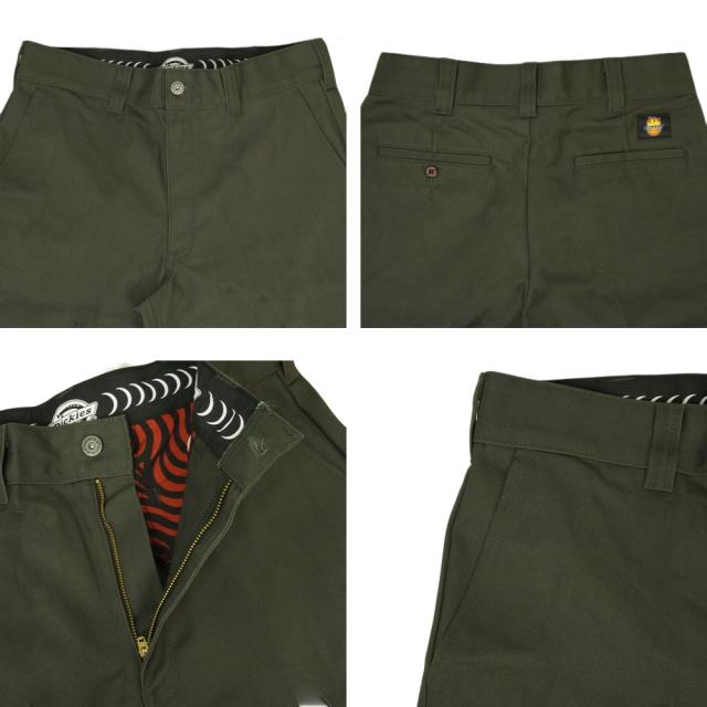 DICKIES x SPITFIRE ディッキーズ x スピットファイアメンズ パンツ スピットファイヤーDOUBLE KNEE PANT ダブルニーパンツOLIVEGREEN オリーブグリーン カーキツイル レギュラーフィットコラボ スケボー ローライダー 作業着 スケーター_5