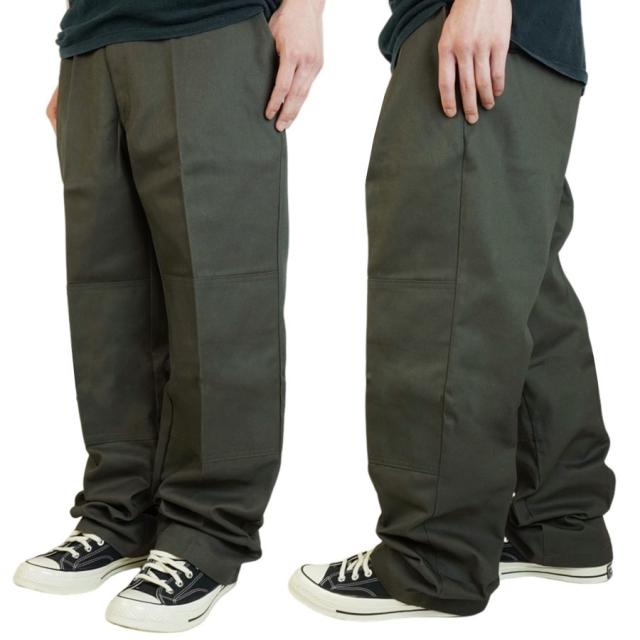 DICKIES x SPITFIRE ディッキーズ x スピットファイアメンズ パンツ スピットファイヤーDOUBLE KNEE PANT ダブルニーパンツOLIVEGREEN オリーブグリーン カーキツイル レギュラーフィットコラボ スケボー ローライダー 作業着 スケーター_1