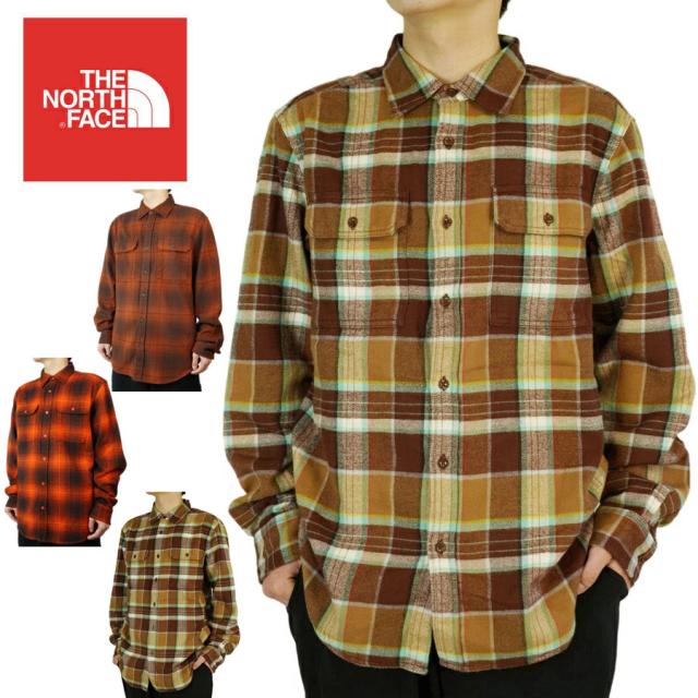 ノースフェイスTHE NORTH FACEメンズ シャツM ARROYO FLANNELアロヨ フランネルシャツユーティリティーブラウン コールブラウン ファイアリーレッドチェック柄 ゴツネル ネルシャツ ロゴ チェックシャツ 赤 茶