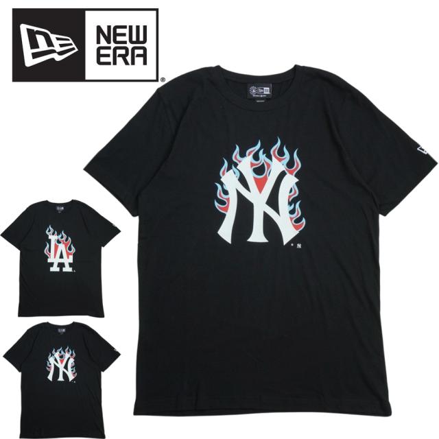 【クリックポスト対応可】NEW ERA ニューエラ30492AA00 TEAM FIRE TEEチームファイヤーTシャツNY YANKEES(ヤンキース)LA DODGERS(ドジャース)ニューヨーク ロサンゼルス 黒 スポーツ メジャーリーグ ロゴ 野球