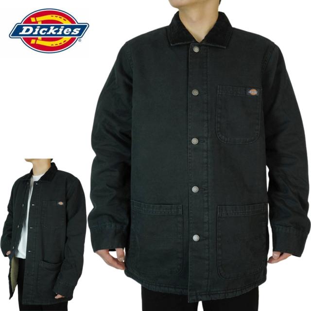 DICKIES ディッキーズメンズ コート ジャケットダック チョア コート DUCK CHORE COATSTONEWASHED BLACK ストーンウォッシュ ブラック黒 ボア ダック地 レイヤード 重ね着TATOO ローライダー 作業着 大きめサイズ ストリート ゆったり