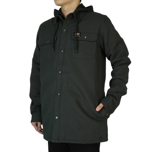 DICKIES ディッキーズメンズ ジャケットモダンフィット シャツ ジャケット ウィズ フリース フードMODERN FIT SHIRTS JACKET WITH FLEECE HOODBLACK ブラック 黒 レイヤード 重ね着TATOO ローライダー 作業着 大きめサイズ ストリート ゆったり_2