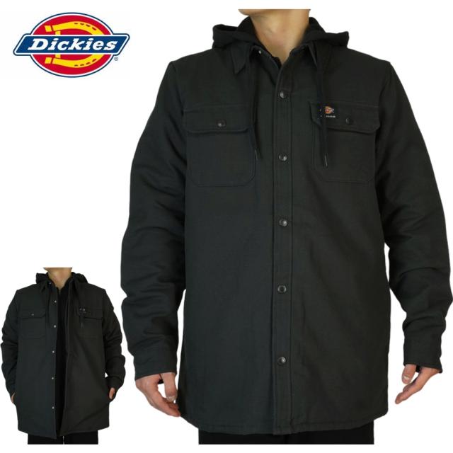 DICKIES ディッキーズメンズ ジャケットモダンフィット シャツ ジャケット ウィズ フリース フードMODERN FIT SHIRTS JACKET WITH FLEECE HOODBLACK ブラック 黒  レイヤード 重ね着TATOO ローライダー 作業着 大きめサイズ ストリート ゆったり