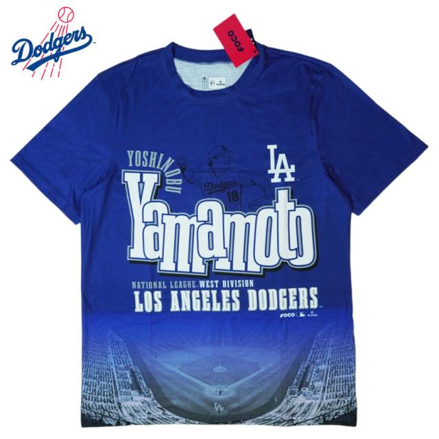 山本由伸 Tシャツ 公式 ドジャース グッズクリックポスト対応可FOCO フォコ オフィシャルTシャツLA DODGERS ロサンゼルス ドジャースブルー ホワイト MLB デコピン 大谷 翔平 スタジアム サイン ロゴ 応援グッズ