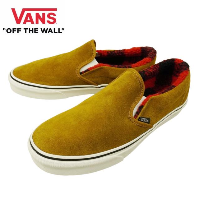 VANS スニーカーVANS ヴァンズ バンズ【箱なし】CLASSIC SLIP ON スリッポン スリップオンCOZY HUG GOLDEN BROWN コージー ハグ ゴールデン ブラウン茶 赤 黒 チェック ボア スウェード シェルパメンズ レディース スニーカー 靴 紐無し