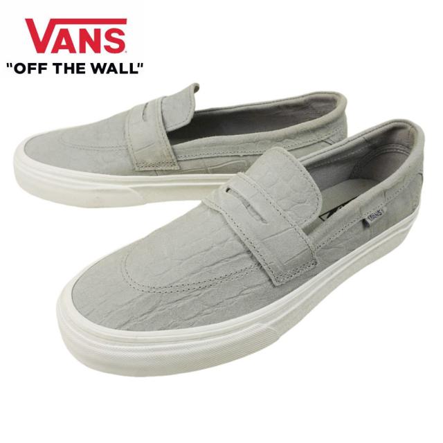 VANS スニーカーVANS ヴァンズ バンズ【箱なし】SKATE STYLE 53 スケート スタイル53 ローファーEMBOSSED SUEDE GREY エンボスド スエード グレー パイソン灰 型押し ヘビ柄 モノトーンメンズ レディース スニーカー 靴 紐無し
