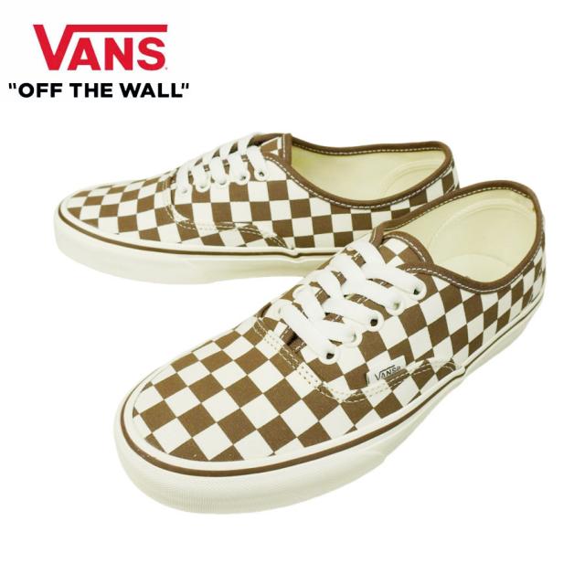 VANS スニーカーVANS ヴァンズ バンズ【箱なし】AUTHENTIC オーセンティックCHECKERBOARD BROWN チェッカーボード ブラウン白 茶 チェック 総柄メンズ レディース スニーカー 靴 ローカット スケシュー