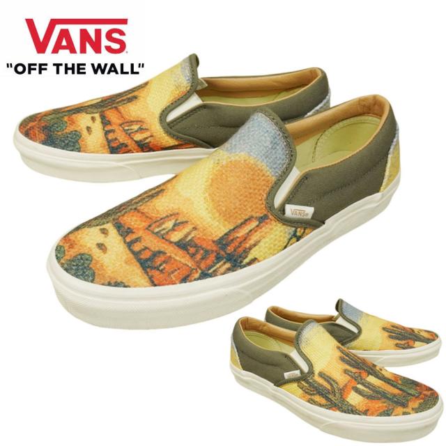 VANS スニーカーVANS ヴァンズ バンズ【箱なし】CLASSIC SLIP ON スリッポン スリップオンCALI DARKGREEN カリフォルニア ダークグリーンカクタス サボテン タペストリー メキシコメンズ レディース スニーカー 靴 紐無し
