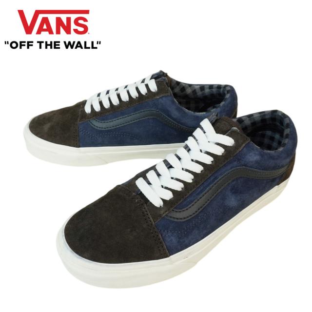 VANS スニーカーVANS ヴァンズ バンズ【箱なし】OLD SKOOL オールドスクールPIG SUEDE PLAID BROWN/NAVY ピッグスエード プレイド ブラウン/ネイビーバイカラー スエードレザー 紺 茶色 スウェードメンズ レディース スニーカー 靴 ローカット