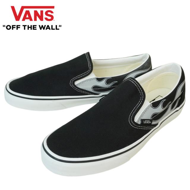 VANS スニーカーVANS ヴァンズ バンズ箱あり 箱なしCLASSIC SLIP ON スリッポン スリップオンREFLECTIVE FLAME BLACK リフレクティブ フレーム ブラックファイヤーフレーム リフレクター 反射 シルバー 黒メンズ レディース LA 靴 紐無し