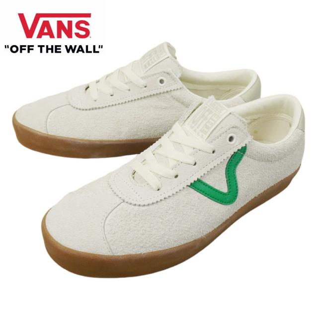 VANS スニーカーVANS ヴァンズ バンズ【箱なし】SPORT LOW  スポーツ ローFELICIDADE MARSHMALLOW フェリシダージ マシュマロベージュ 白 緑 ガムソール スウェード ロゴメンズ レディース スエード 靴 レトロ クラシック ヴィンテージ