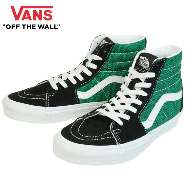 バンズ VANS ヴァンズ【箱無し】SK8-HI スケートハイ スケーターハイSWEATER WEATHER BLACK/GREEN セーターウェザー ブラック グリーン緑 黒 プリント ニット スウェード スエードメンズ レディース スニーカー 靴 スケボー ハイカット