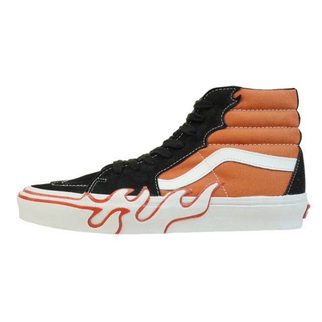 バンズ VANS ヴァンズ【箱無し】SK8-HI スケートハイ スケーターハイFLAME BURNT OCHRE フレーム ファイヤーパターンオレンジ ブラック 黒 炎 フレイムメンズ レディース スニーカー 靴 スケボー ハイカット