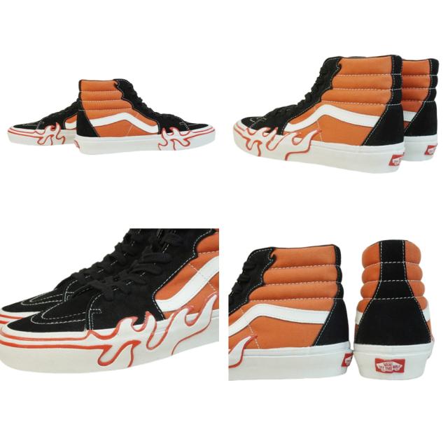 バンズ VANS ヴァンズ【箱無し】SK8-HI スケートハイ スケーターハイFLAME BURNT OCHRE フレーム ファイヤーパターンオレンジ ブラック 黒 炎 フレイムメンズ レディース スニーカー 靴 スケボー ハイカット