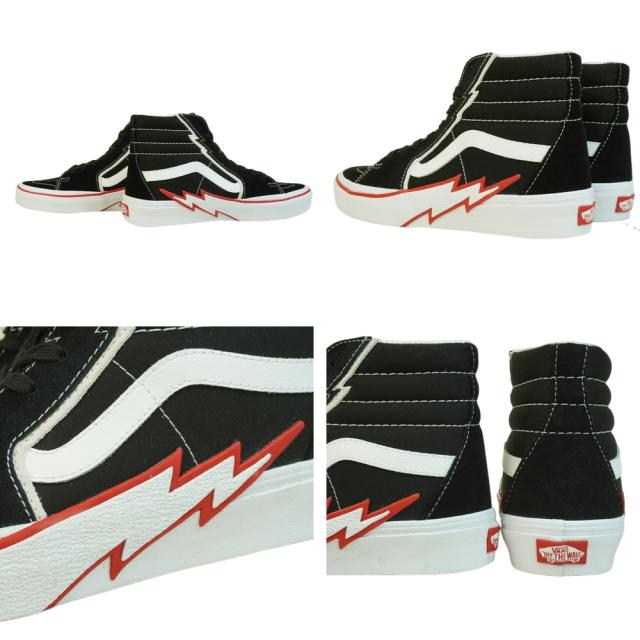 バンズ VANS ヴァンズSK8-HI BOLT スケートハイ スケーターハイ ボルトBLACK/RACING RED ブラック レーシングレッド赤 黒 白 稲妻 サンダーボルトメンズ レディース スニーカー 靴 スケボー ハイカット