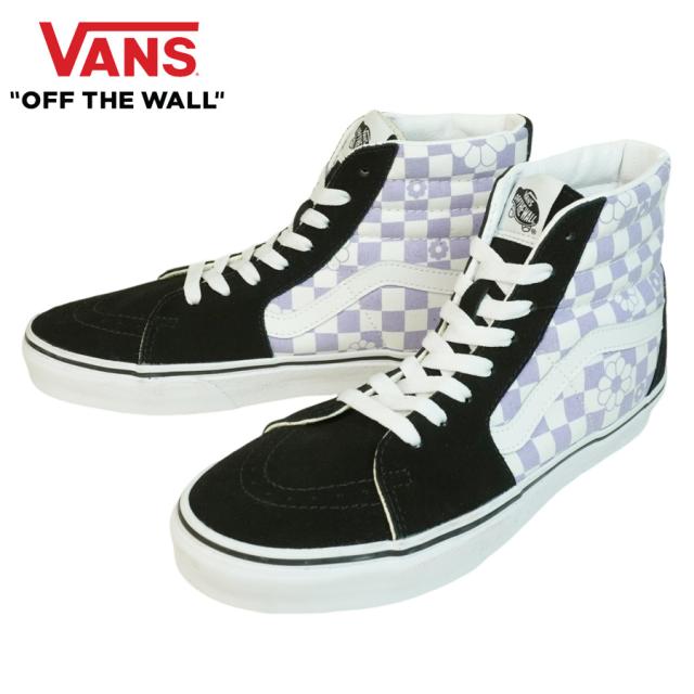 バンズ VANS ヴァンズ【箱無し】SK8-HI スケートハイ スケーターハイFLORAL CHECK LAVENDER/BLACK フローラルチェック ラベンダーブラック花柄 スエード 薄紫 パープル ポップ チェッカーメンズ レディース スニーカー 靴 スケボー ハイカット