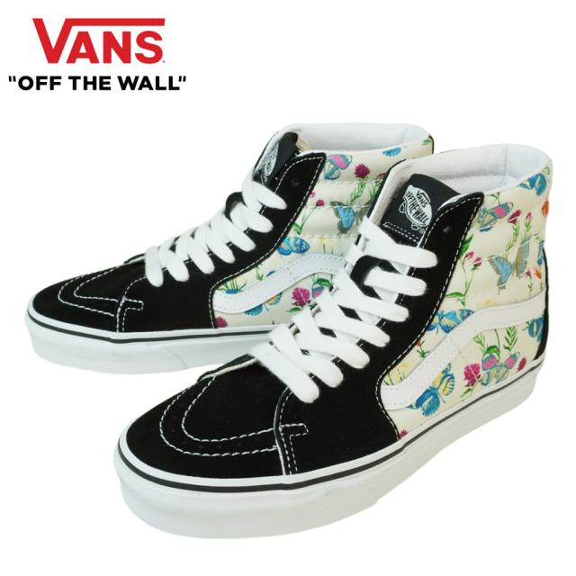 バンズ VANS ヴァンズSK8-HI スケートハイ スケーターハイBUTTERFLY FLORAL MARSHMALLOWバタフライフローラル マシュマロ 白 黒 花柄 蝶々メンズ レディース スニーカー 靴 スケボー ハイカット