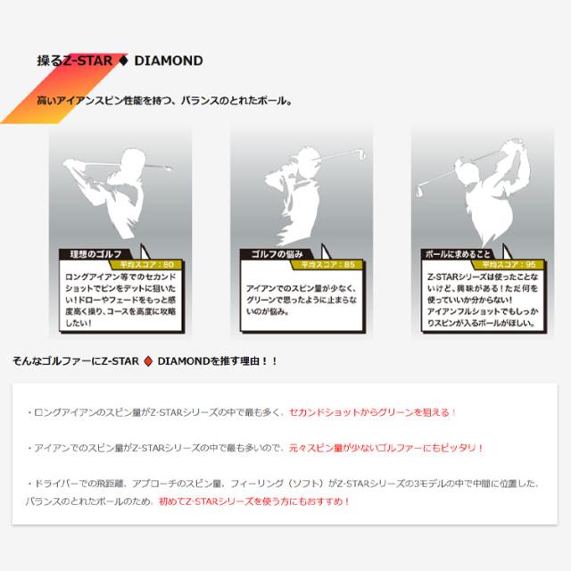 【3ダースセット】スリクソン Z-スター ダイヤモンド ゴルフボール 1ダース(12球) SRIXON Z-STAR DIAMOND 日本正規品