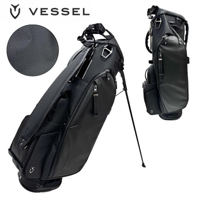 【ネームプレート彫刻無料】ベゼル スタンド キャディバッグ PLAYER 5.0 Stand シングルストラップ クロックブラック Croc Black 8.5型 47インチ対応 VESSEL スタンドバッグ ゴルフ