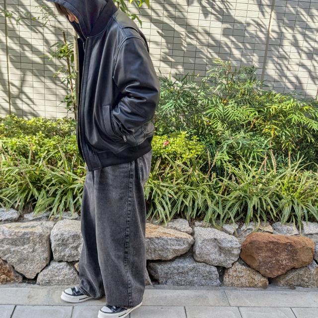 ボス BOSS レザージャケット メンズ ブルゾン レギュラーフィットジャケット テクスチャードレザー ラムレザー ブラック 黒 JOBRICE BOMBER JACKET【送料無料】_2