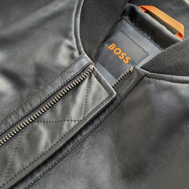 ボス BOSS レザージャケット メンズ ブルゾン レギュラーフィットジャケット テクスチャードレザー ラムレザー ブラック 黒 JOBRICE BOMBER JACKET【送料無料】_8