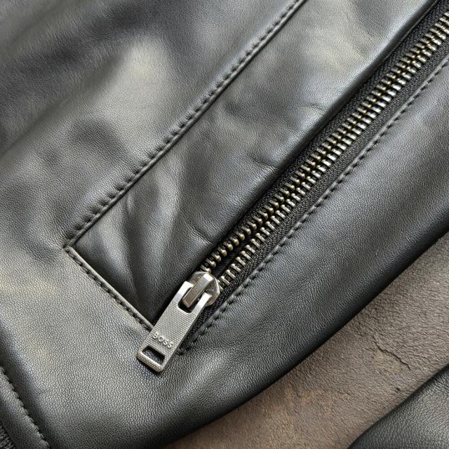 ボス BOSS レザージャケット メンズ ブルゾン レギュラーフィットジャケット テクスチャードレザー ラムレザー ブラック 黒 JOBRICE BOMBER JACKET【送料無料】_9
