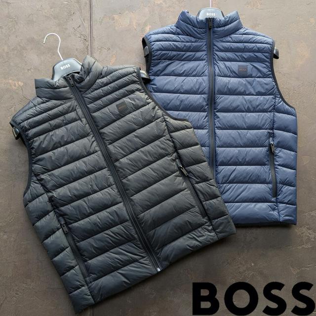 ボス BOSS スリムフィットジレ メンズ ベスト 撥水 ミックスキルティング ジャケット スリムフィット 軽量 ダークブルー ブラック ODENO2【送料無料】