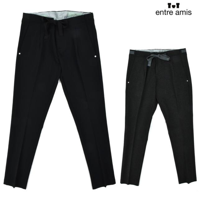 アントレアミ entre amis Orazio/1549 302 200 イージーパンツ ジップフライ ブラック グレー メンズ【送料無料】