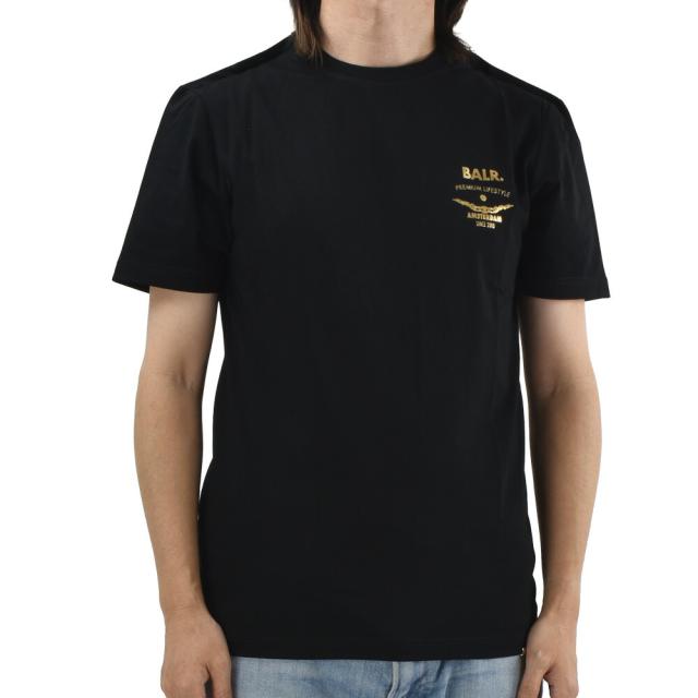 ボーラー BALR. Tシャツ メンズ カットソー クルーネック 半袖 ロゴT ブラック 黒 SEBASTIAN SLIM GOLD EMBLEM T-SHIRT【送料無料】