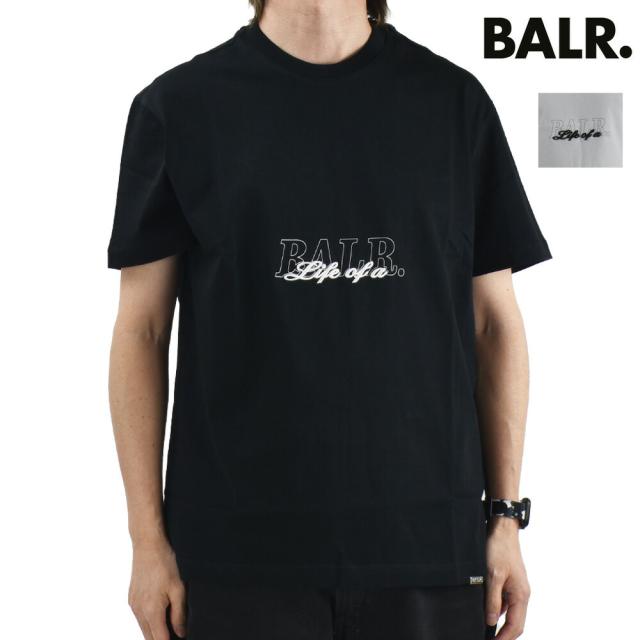 ボーラー BALR. Tシャツ メンズ カットソー コットン 半袖 クルーネック 刺繍 プリントTシャツ ジェットブラック ホワイト SCRIPT T-SHIRT【送料無料】