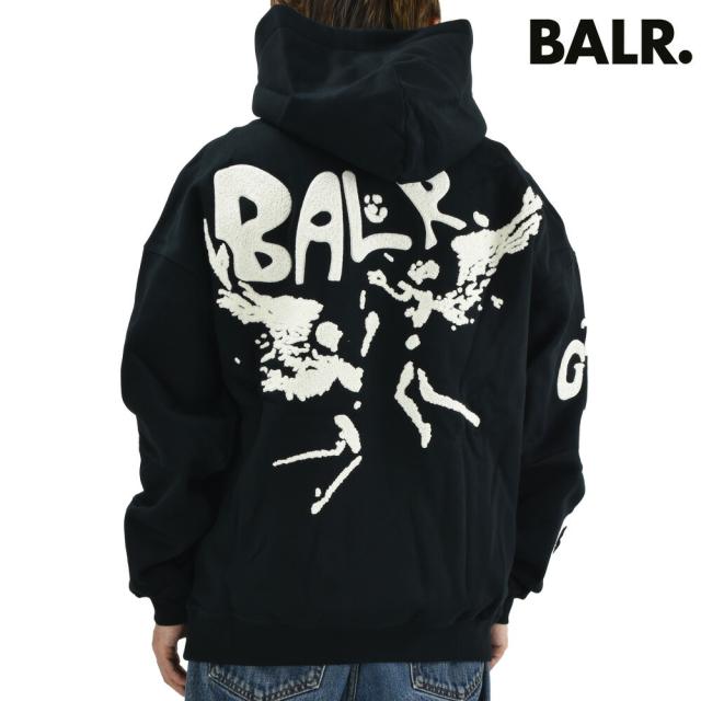 ボーラー BALR. パーカー メンズ プルオーバーパーカー フーディー ブラック 黒 GAME OF THE GODS GRAFFITI BOX FIT HOODIE【送料無料】