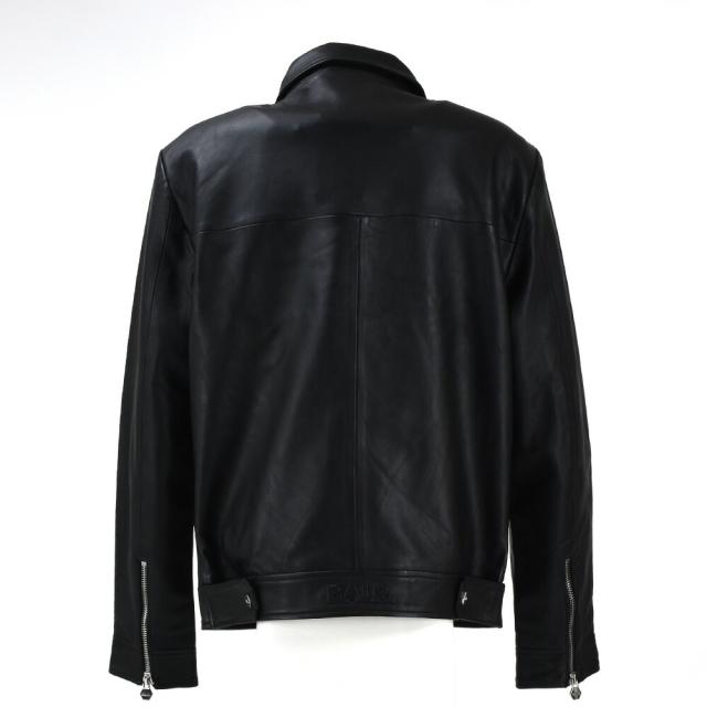 ボーラー レザージャケット メンズ ライダース シングル ジップアップ 本革 レザー メタルロゴ ブラック 黒 BALR. JAX LEATHER JACKET【送料無料】_2