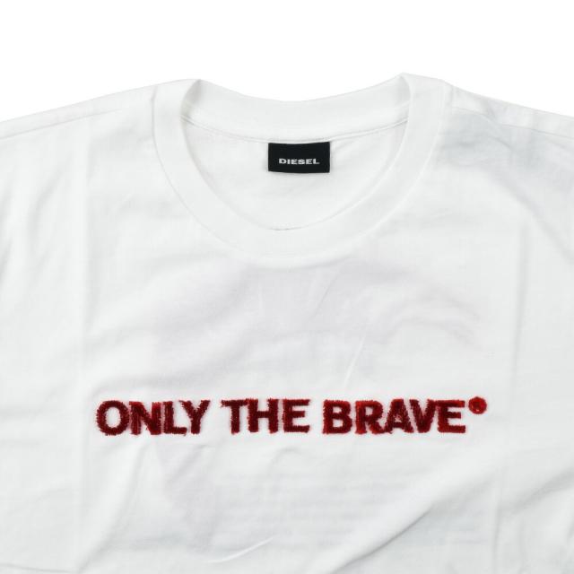 ディーゼル Tシャツ メンズ カットソー エンブロイダリーTシャツ 半袖 クルーネック ホワイト 白 DIESEL T-JUST-E4【送料無料】 ディーゼル Tシャツ メンズ カットソー エンブロイダリーTシャツ 半袖