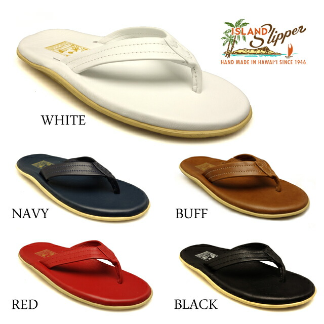 アイランド スリッパー SLIPPER PT202 メンズ リゾートサンダル レザー WHITE RED NAVY BUFF BLACK ハワイ 【送料無料】