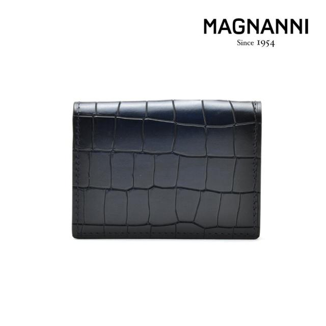 マグナーニ カードケース パスケース 定期入れ 名刺入れ クロコ型押し ネイビー 紺色 メンズ MAGNANNI 1280 AZUL CARDCASE【送料無料】