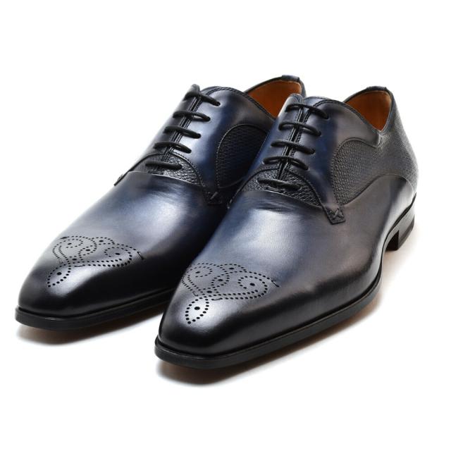 マグナーニ MAGNANNI 19534 AZUL 内羽根プレーントゥ レースアップ