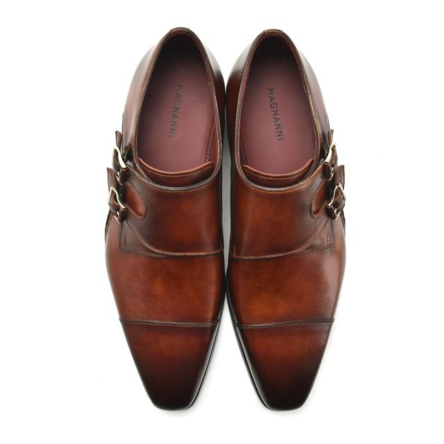 マグナーニ　magnanni ダブルモンク マグナーニ MAGNANNI ダブルモンク 茶色 革靴 鏡面磨き済み マグナーニ