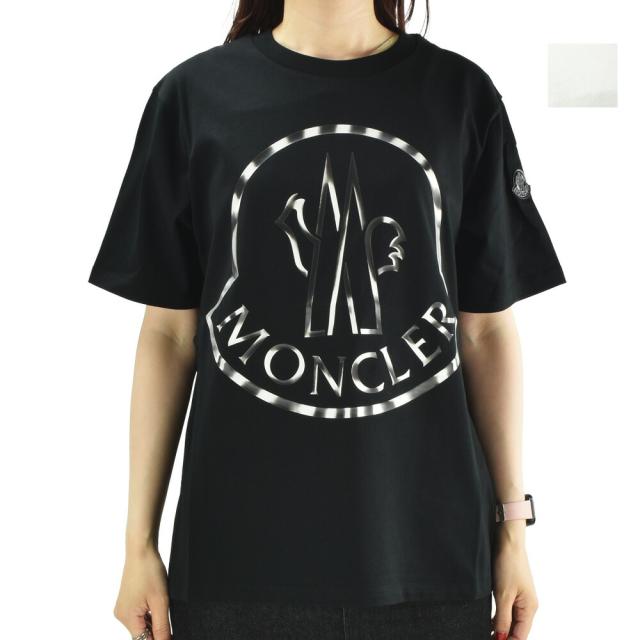 モンクレール Tシャツ レディース 半袖 カットソー クルーネック オーバーサイズ ホワイト ブラック 白 黒 T-SHIRT MONCLER 【送料無料】