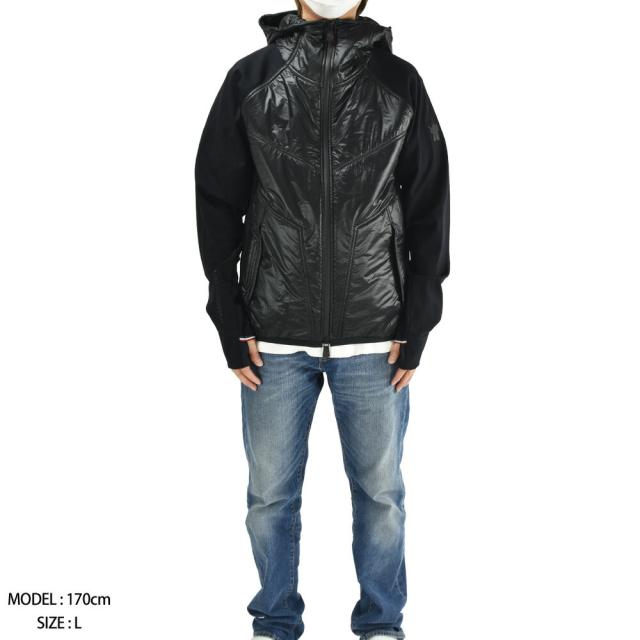モンクレール パッド入りフーディ— メンズ ナイロンジャケット フード付き ブラック 黒 ZIP UP CARDIGAN MONCLER 【送料無料】