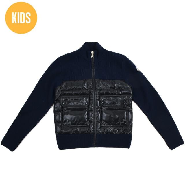 モンクレール ジップアップカーディガン キッズ ジュニア 子供用 ニット カーディガン ネイビー 紺色 MONCLER CARDIGAN【送料無料】