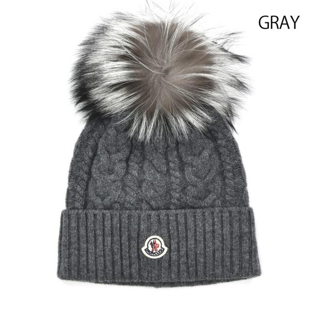 モンクレール ニットキャップ レディース ビーニー ウール カシミヤ ロゴ ブラック グレー BERRETOO TRICOT MONCLER【送料無料】
