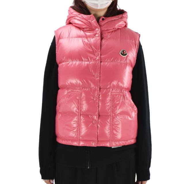 モンクレール ダウンベスト レディース  アウター フード付き キルティング ピンク AVAL GIUBBOTTO MONCLER【送料無料】