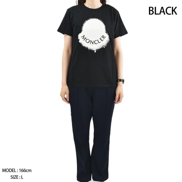 モンクレール Tシャツ レディース 半袖 カットソー クルーネック ロゴT コットン ホワイト ブラック 白 黒 MONCLER 【送料無料】_1