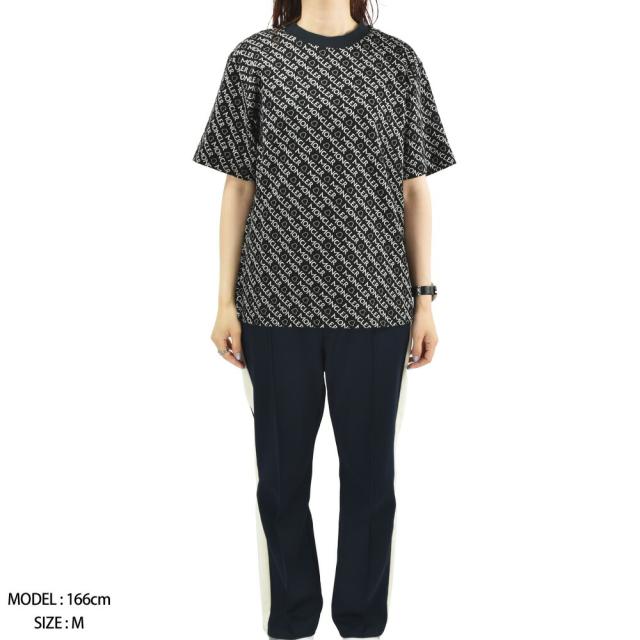 モンクレール Tシャツ レディース 半袖 カットソー クルーネック ロゴパターン ブラック 黒 MONCLER 【送料無料】_3