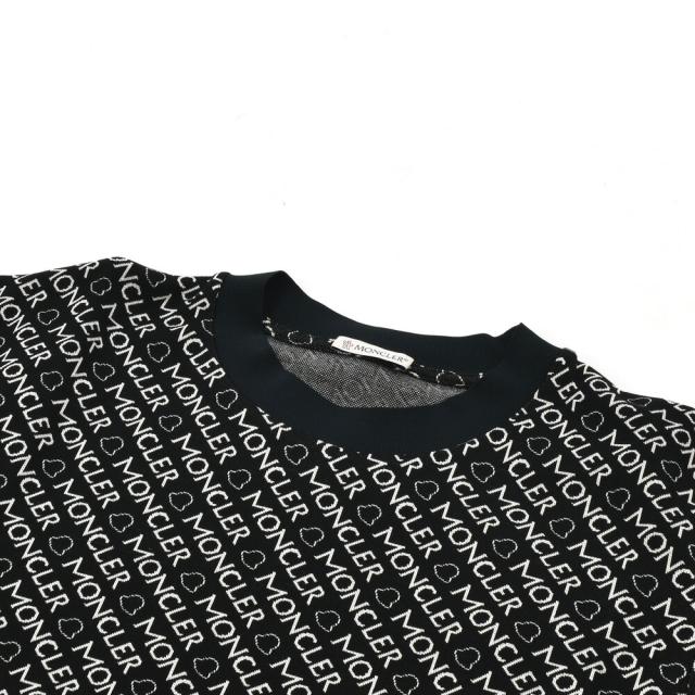 モンクレール Tシャツ レディース 半袖 カットソー クルーネック ロゴパターン ブラック 黒 MONCLER 【送料無料】_4