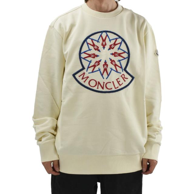 モンクレール スウェット メンズ トレーナ クルーネック コットン ロゴ ホワイト 白 SWEAT SHIRT MONCLER【送料無料】
