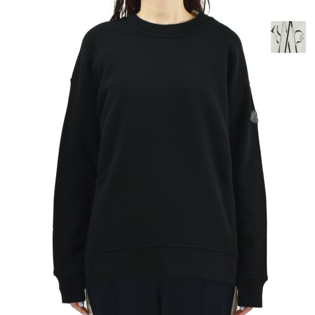 モンクレール スウェット レディース トレーナー コットン メタリックロゴ  ホワイト ブラック 白 黒 SWEATSHIRT MONCLER 【送料無料】