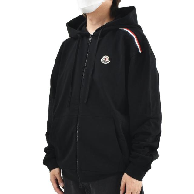 モンクレール フーディー メンズ ジップアップパーカー コットン ロゴ ブラック 黒 ZIP UP CARDIGAN MONCLER【送料無料】 モンクレール フーディー メンズ ジップアップパーカー コットン ロゴ
