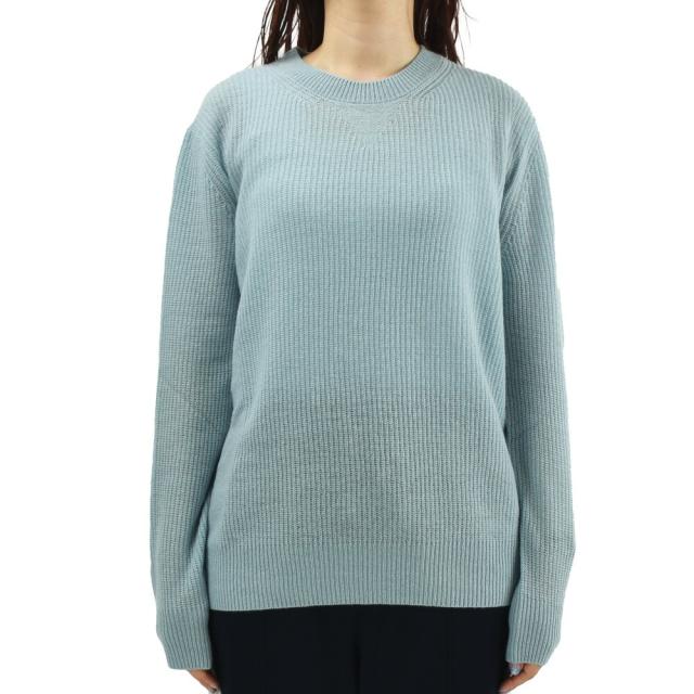 モンクレール ニット レディース セーター クルーネック ウール カシミヤ ロゴ ライトブルー GIROCOLLO TRICOT MONCLER【送料無料】